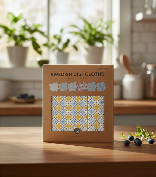 Swedish Dishcloths, Cellulose Cotton Reusable, Washable Dish Cloths with Morocco Art Vibes