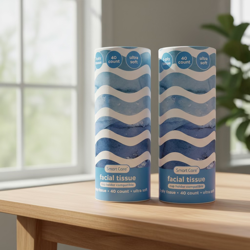 Smart Care 3-Ply Ultra-Soft Facial Tissue - Blue and White Waves