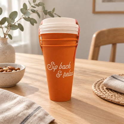 Reusable Cups with Lids, 16 oz. - Sip Back and Relax