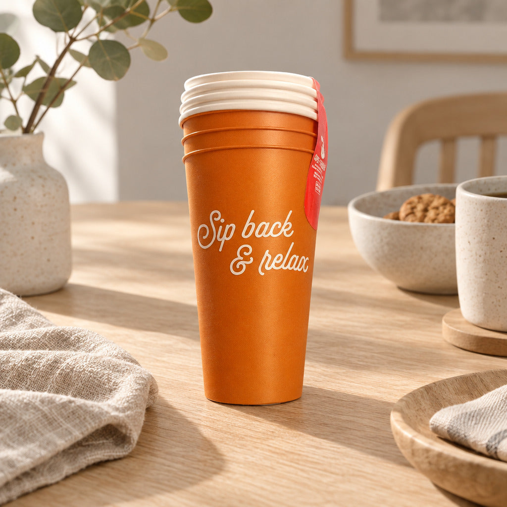 Reusable Cups with Lids, 16 oz. - Sip Back and Relax