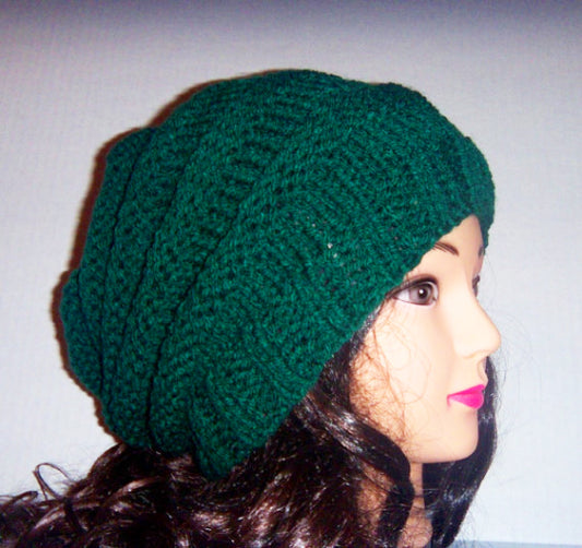 Knit Slouchy Accordion Hat, Handmade Knit Slouchy Hat, Custom, Any Color