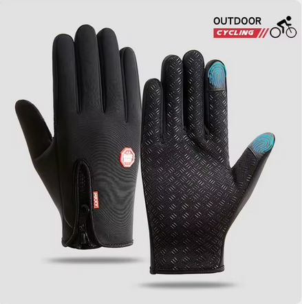 BLACK Cycling Gloves, Touchscreen, Outdoor Driving, Motorcycle, Thermal Non-Slip Gloves