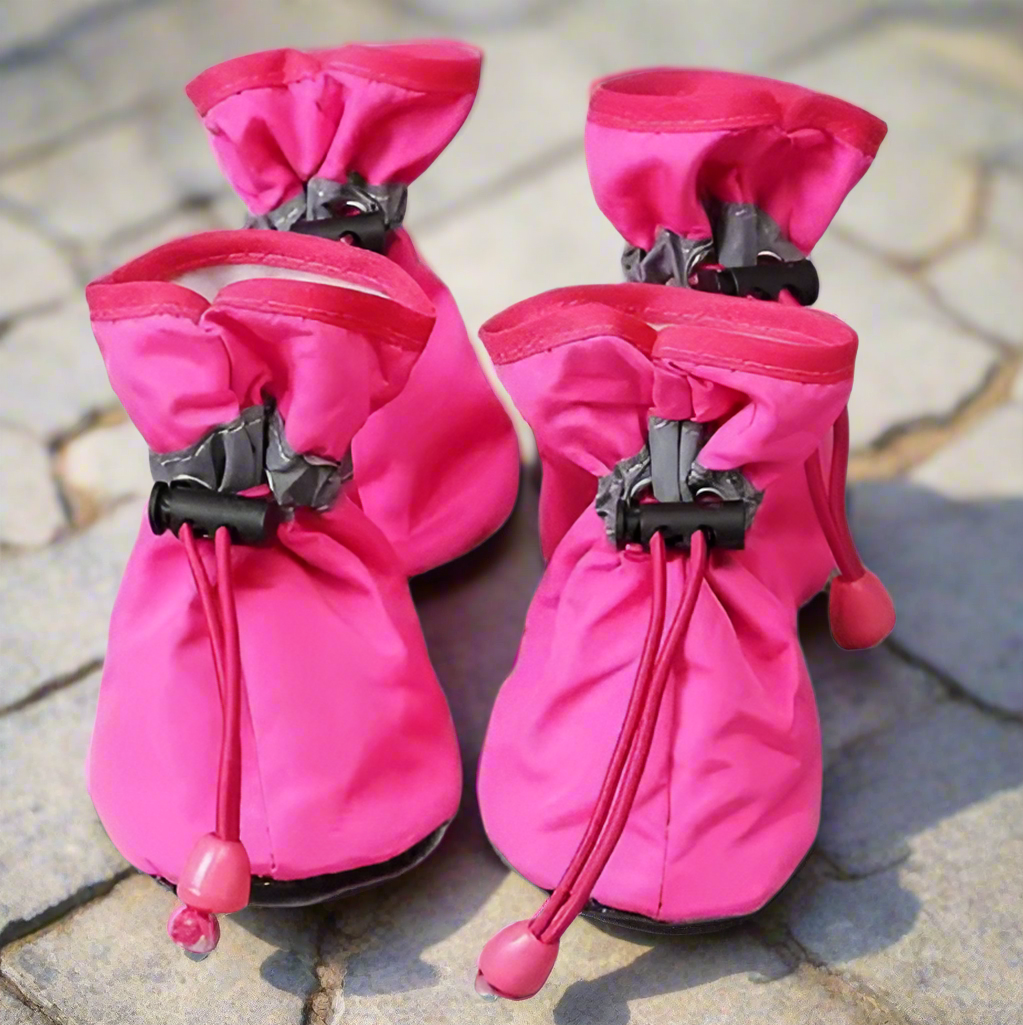 4pc Set of PINK Dog Shoes, Winter Boots for Dogs, Puppy Dog Booties, Paw Covers