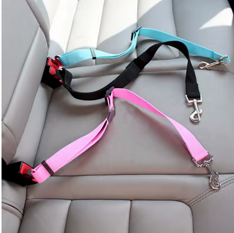 PINK Adjustable Dog Seat Belt, Car Seat Belt for Dog, Harness Lead Clip, Safety Belt Dog Clip