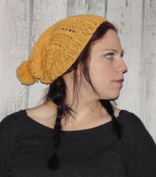 Slouchy Hat, Unisex Hat, Slouchy Handmade Knit Hat, Braided Hat