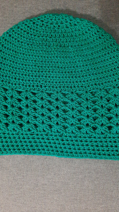 Handmade Crochet Summer Cotton Hat Dark Aqua