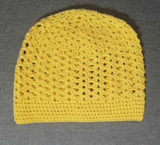 Handmade Crochet Summer Cotton Hat Yellow