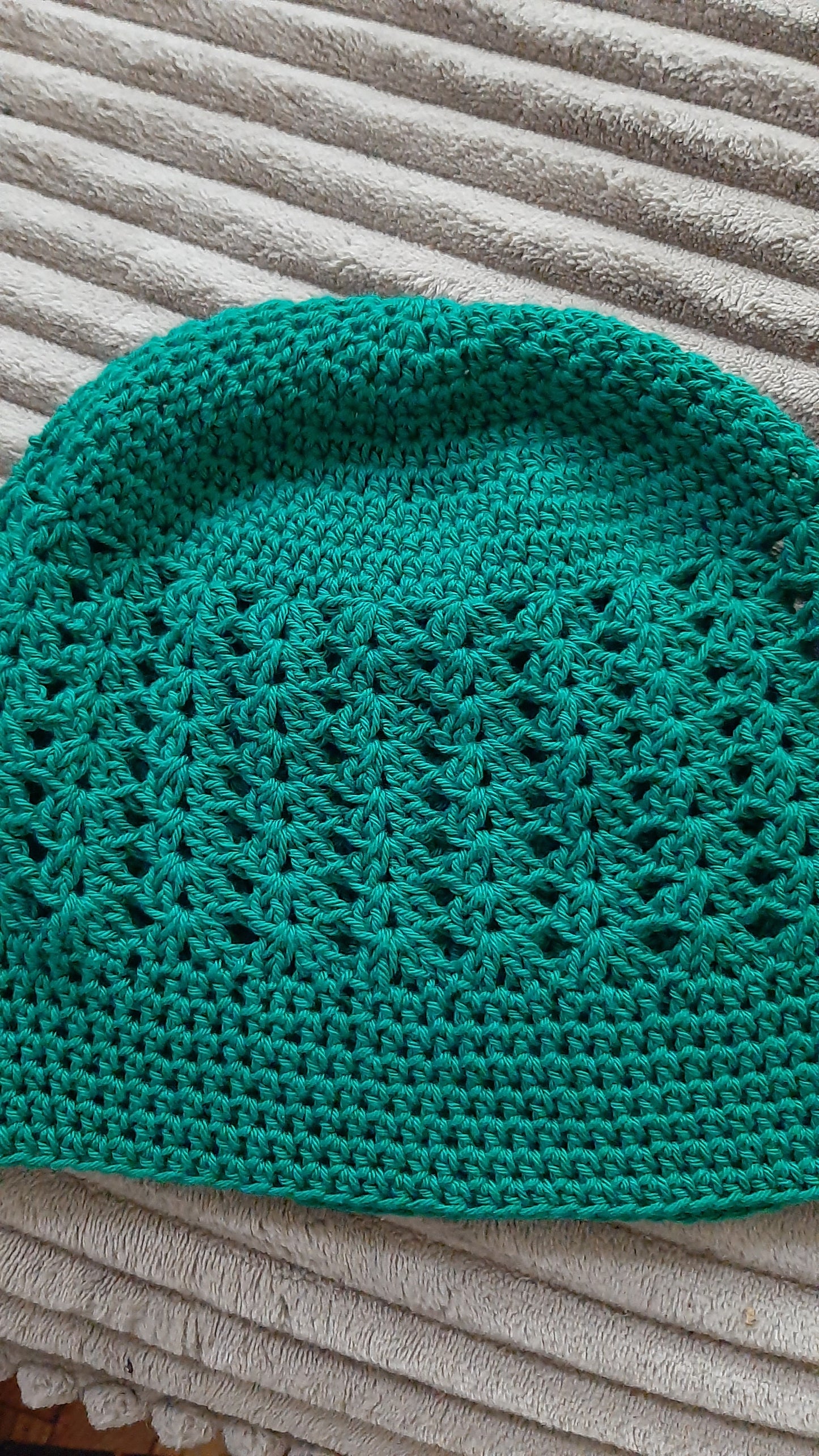 Handmade Crochet Summer Cotton Hat Evergreen Green