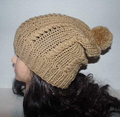 Slouchy Hat, Unisex Hat, Slouchy Handmade Knit Hat, Braided Hat