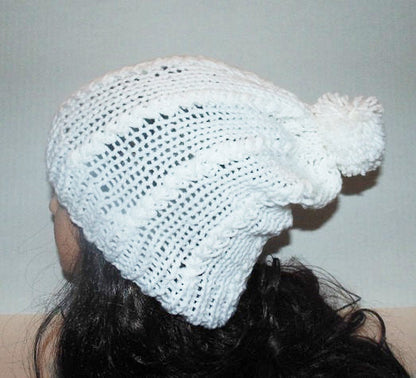 Slouchy Hat, Unisex Hat, Slouchy Handmade Knit Hat, Braided Hat