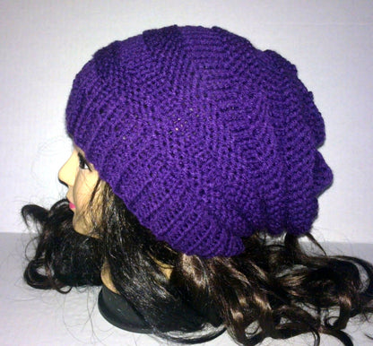 Knit Slouchy Accordion Hat, Handmade Knit Slouchy Hat, Custom, Any Color