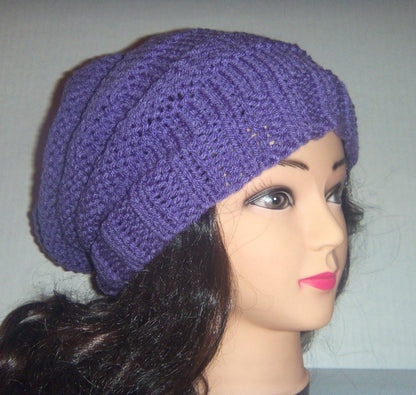 Knit Slouchy Accordion Hat, Handmade Knit Slouchy Hat, Custom, Any Color