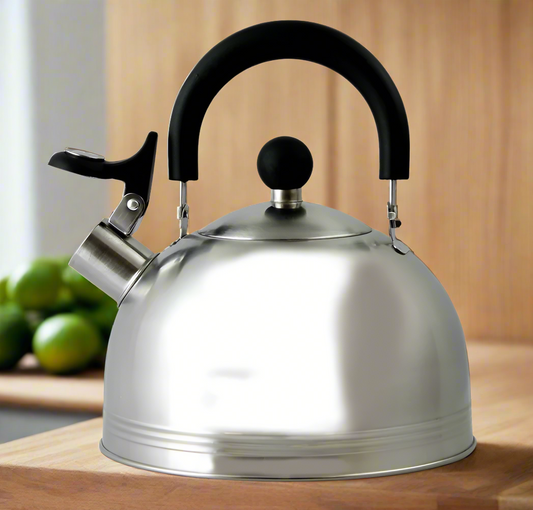 Mr. Coffee Stove Top Tea Kettle, 1.5 Qt, 1.43L, Whistling Tea Kettle, Brushed Satin Silver Color