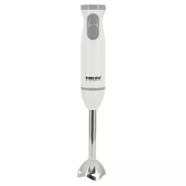 Better Chef 2-Speed 150-Watt Immersion Hand Blender, White and Grey